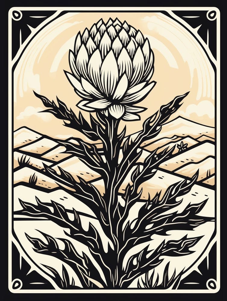 B&W Cactus Illustration Austrocylindropuntia 1