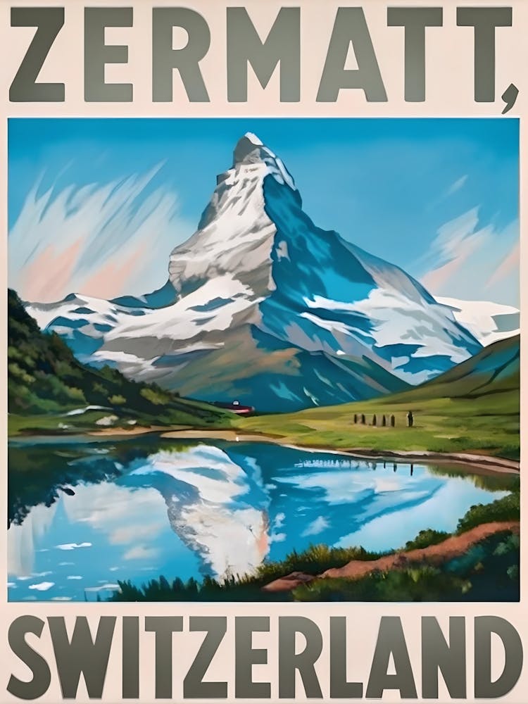 Vintage Travel Zermatt Switzerland Matterhorn