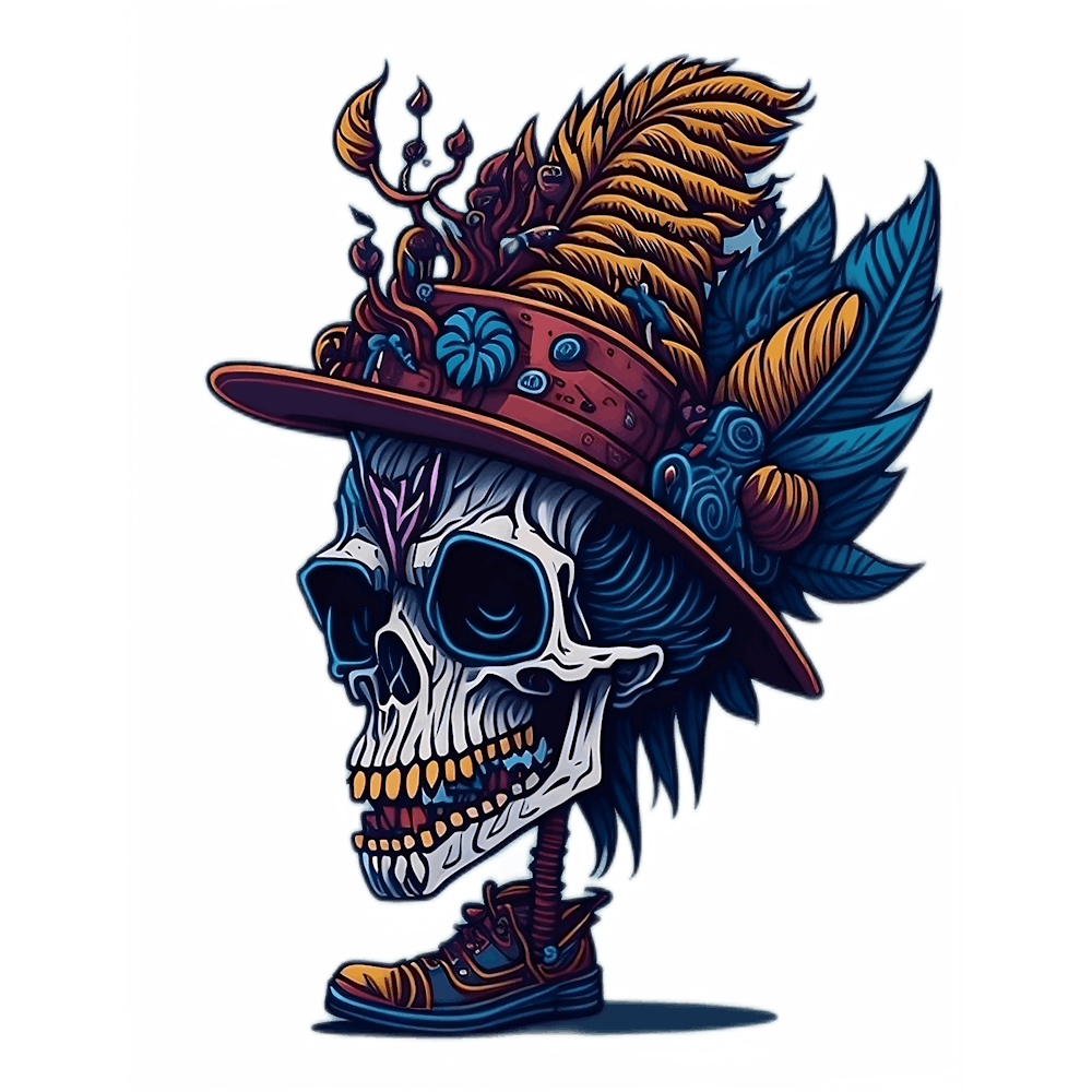 Skull With Feathers