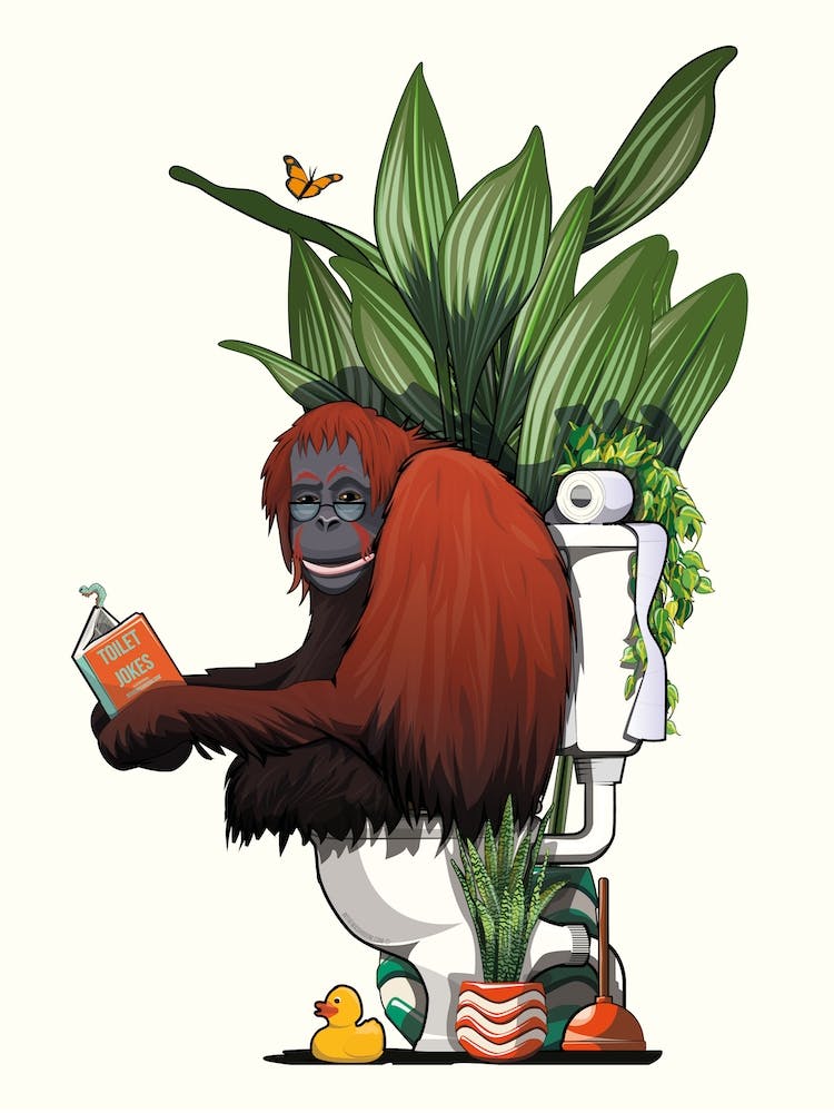 Orangutan On The Toilet