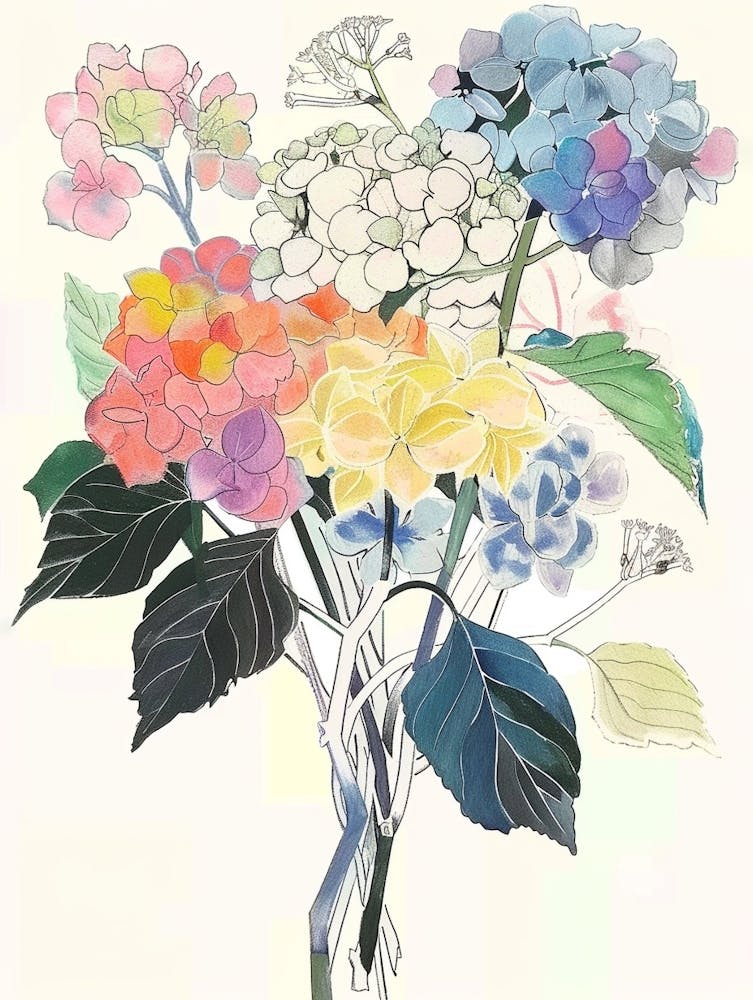 Hydrangea 3 Collage Flower Bouquet
