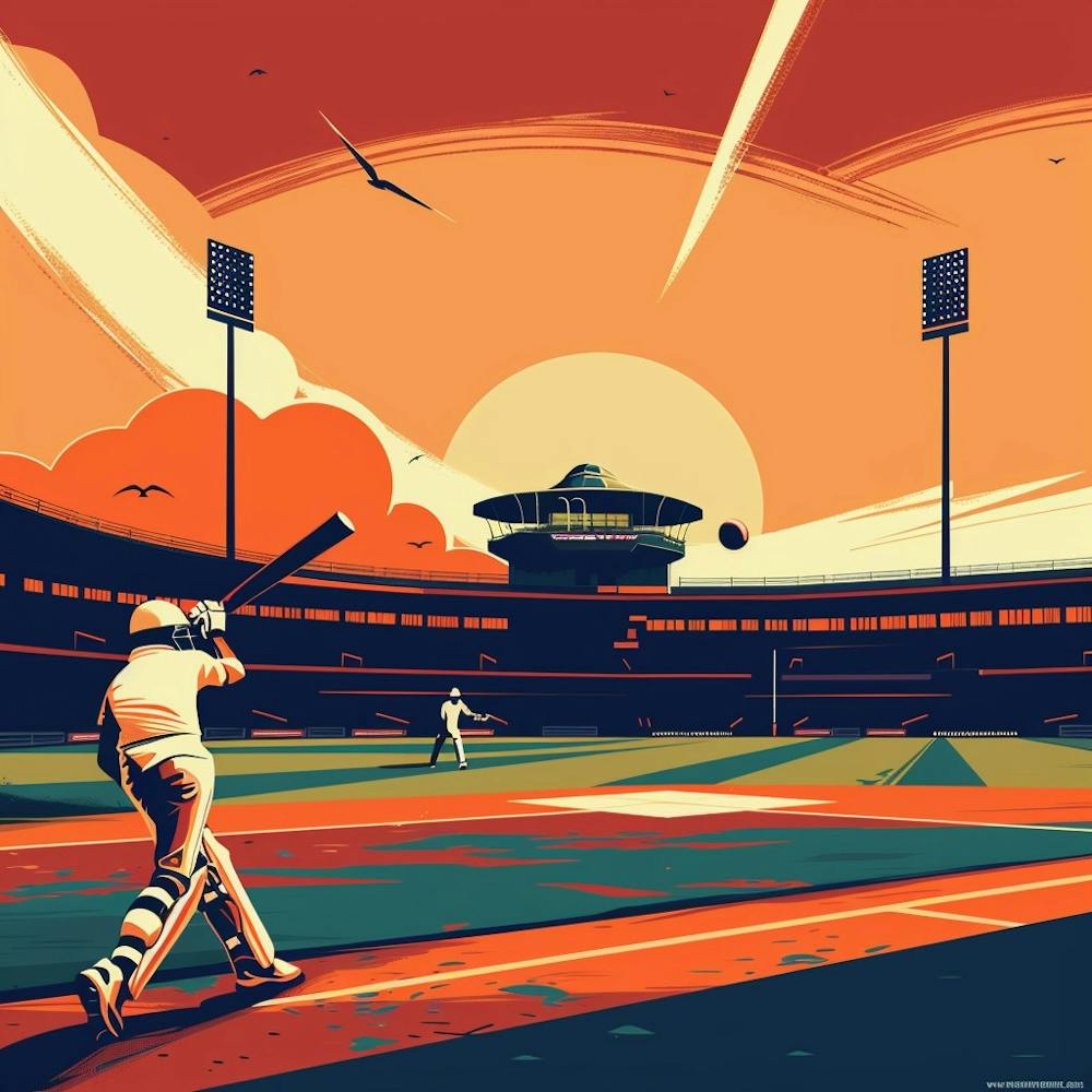 Cricket Player At Sunset