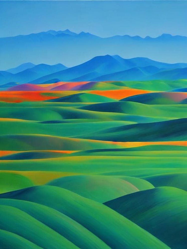 Gobi Gurvansaikhan National Park Mongolia Blue Oil Painting 1