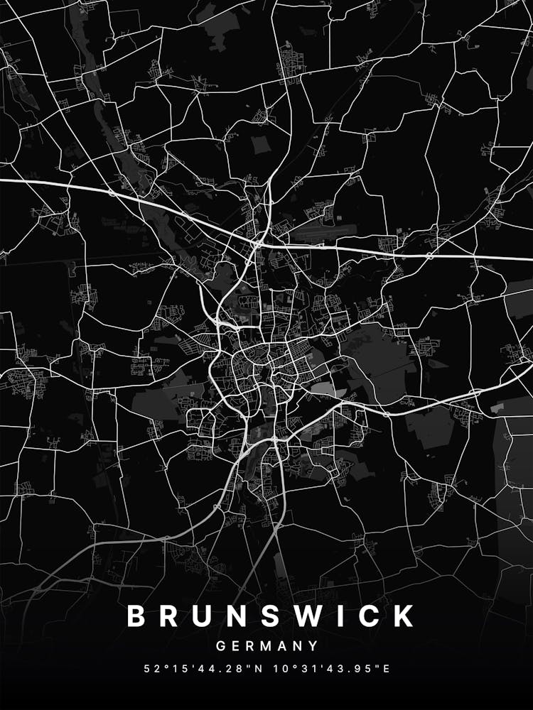 Brunswick Germany Black Map 1