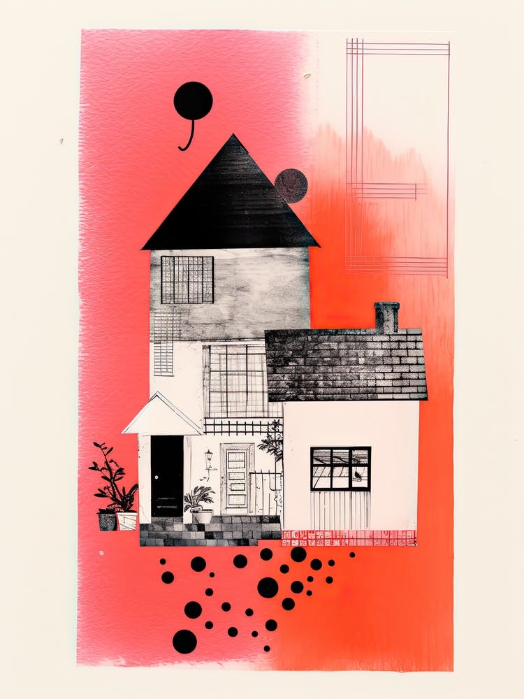 A House In Shangai, Abstract Risograph Style 3