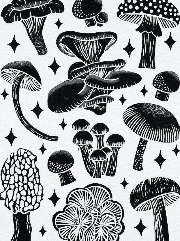 Texas Mushrooms   Black Silhouette