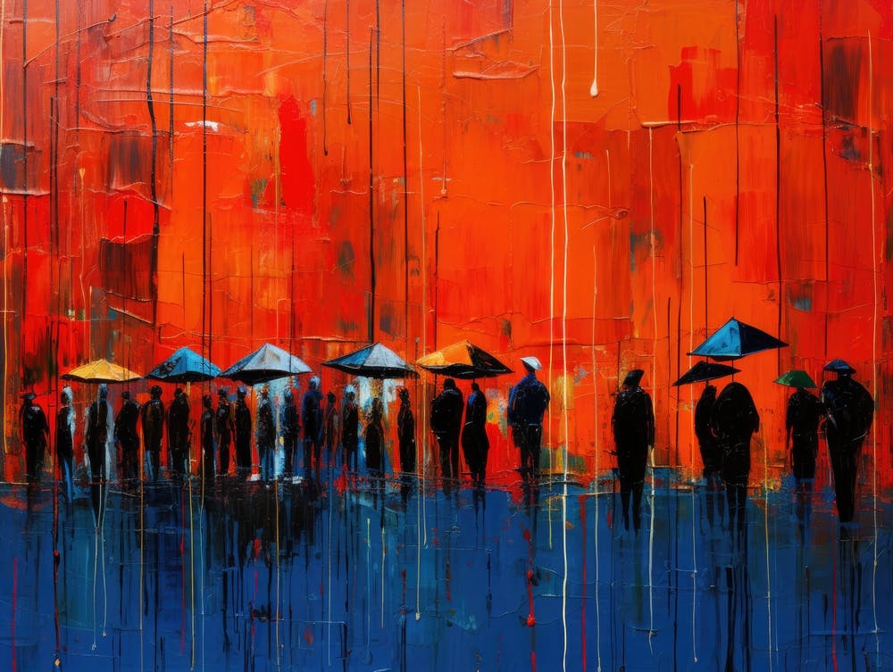 Umbrellas In The Rain