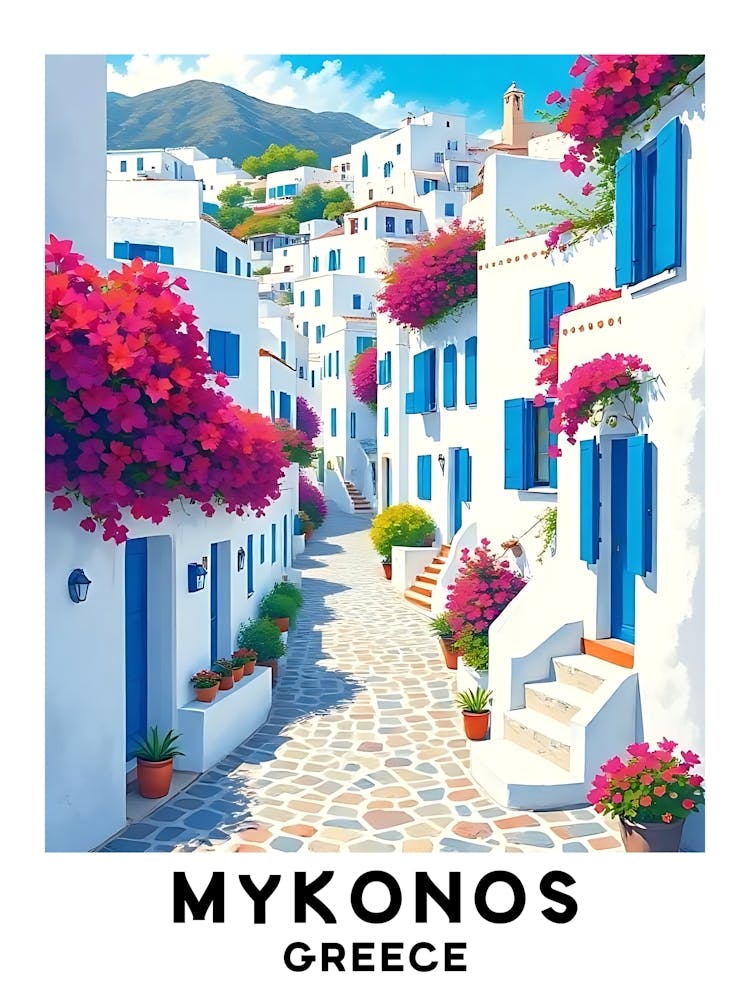 Mykonos - Greece Vintage Travel Poster 29