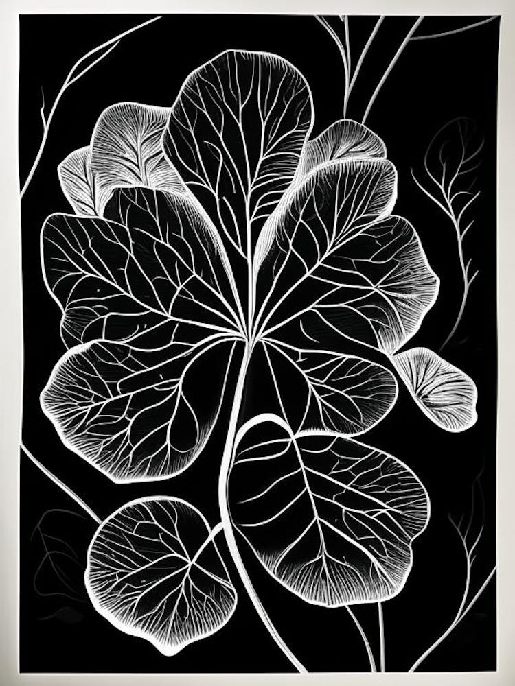 Wood Sorrel Leaf Linocut