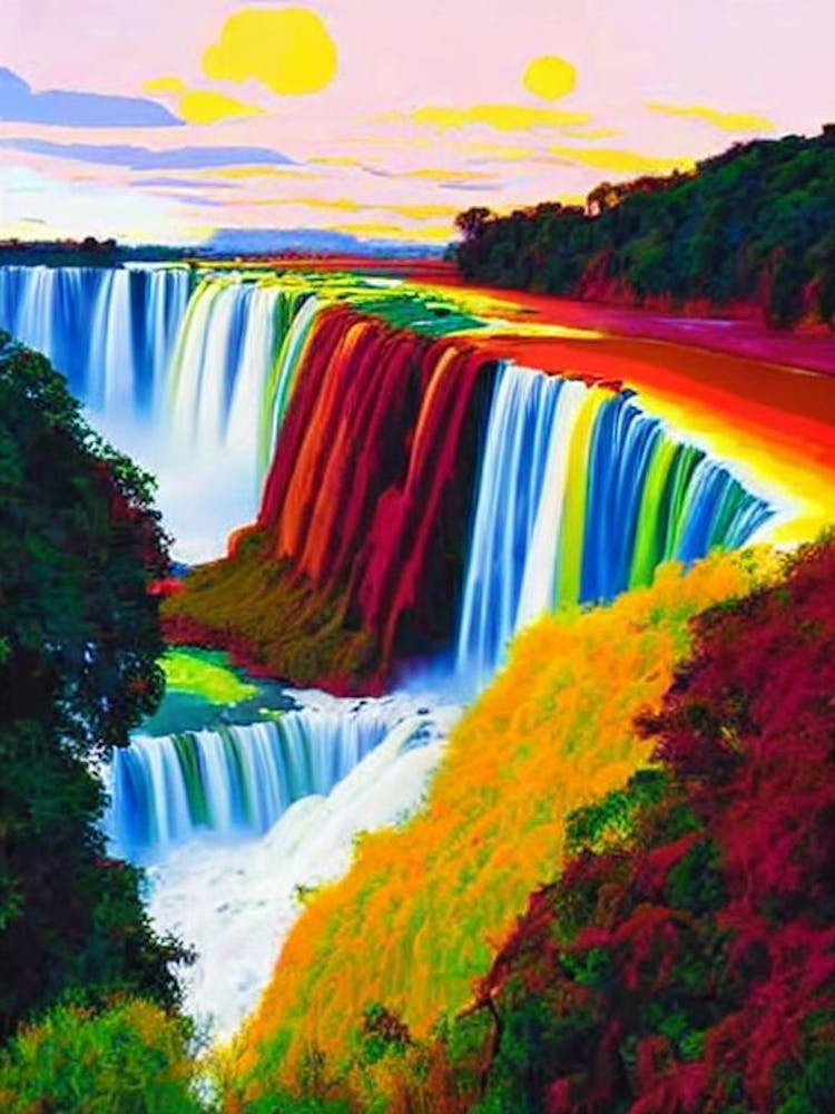 Iguazú Falls National Park Brazil Abstract Colourful