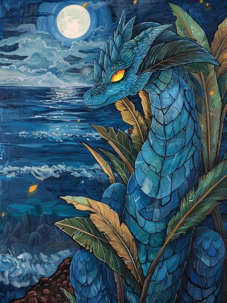 Blue Dragon At Night