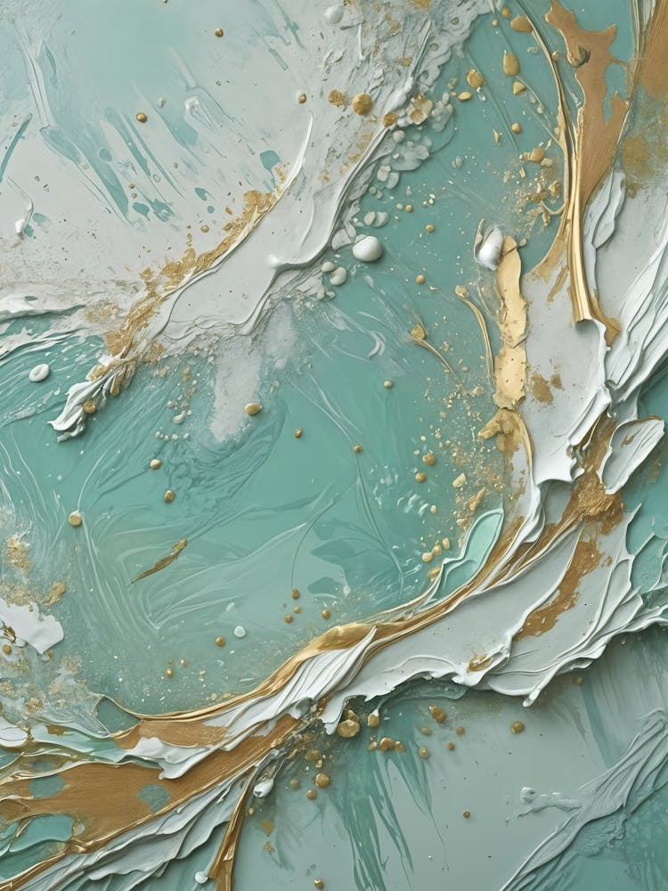 Gold And Turquoise Abstract no6