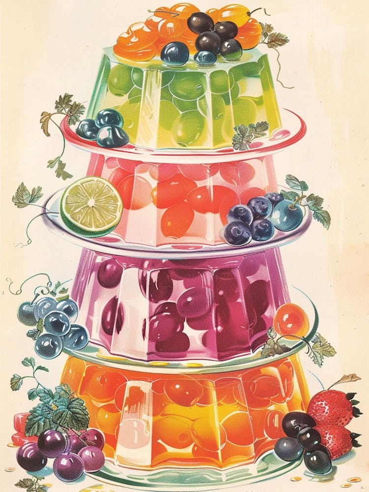 Fruity Jelly Retro Cookbook Illustration Inspired 1