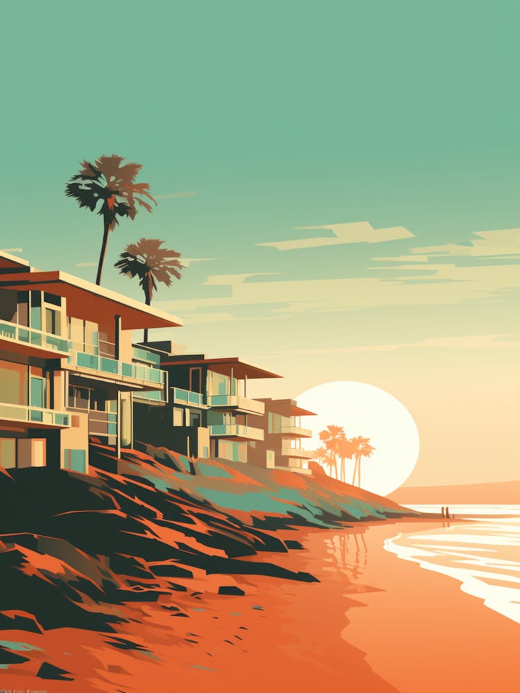 Pismo Beach California Mediterranean Style Illustration 1