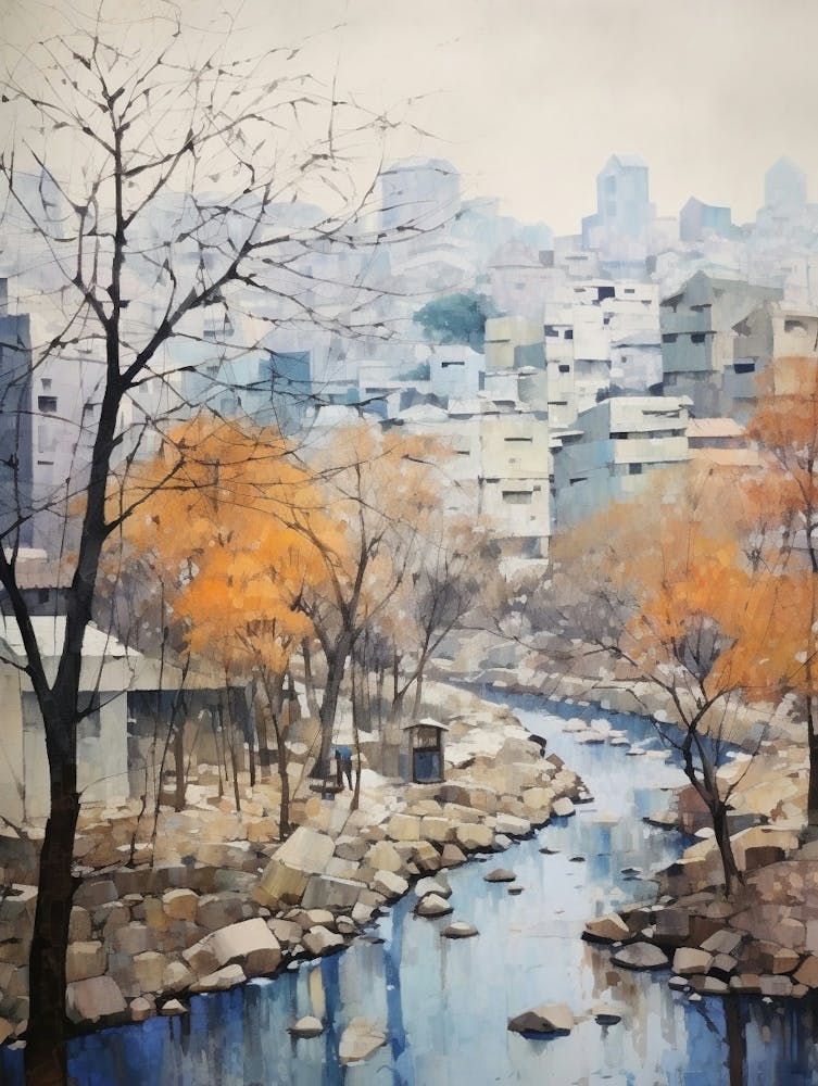 Winter City Park Painting Cheonggyecheon Park Seoul 8