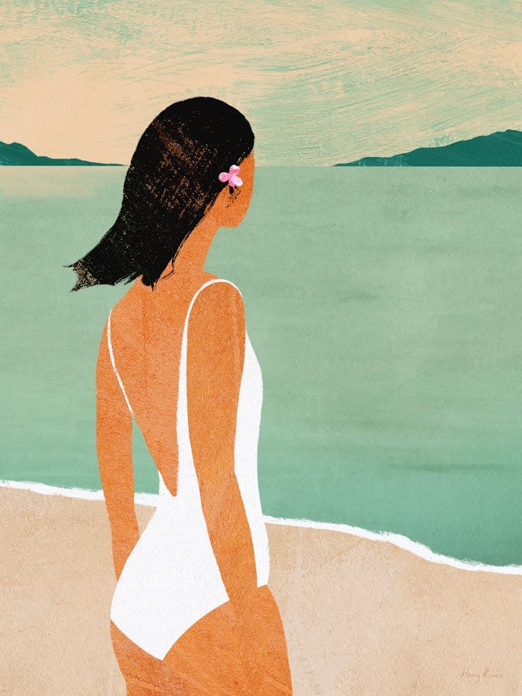 Woman on the Beach | Vacation Travel | Sea Ocean Summer Coastal Landscape | Female Body