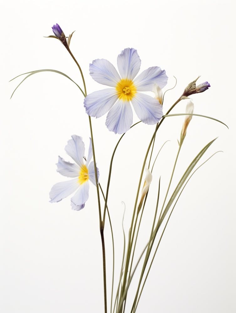 Pressed Wildflower Botanical Art Blue Eyed Grass 2
