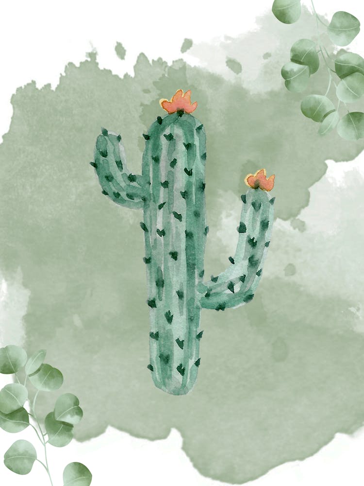 Watercolor Cactus 1