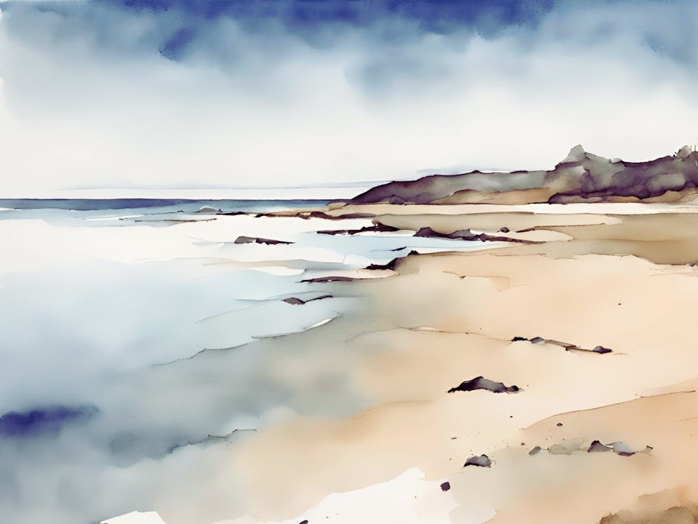 Quiet beach watercolour