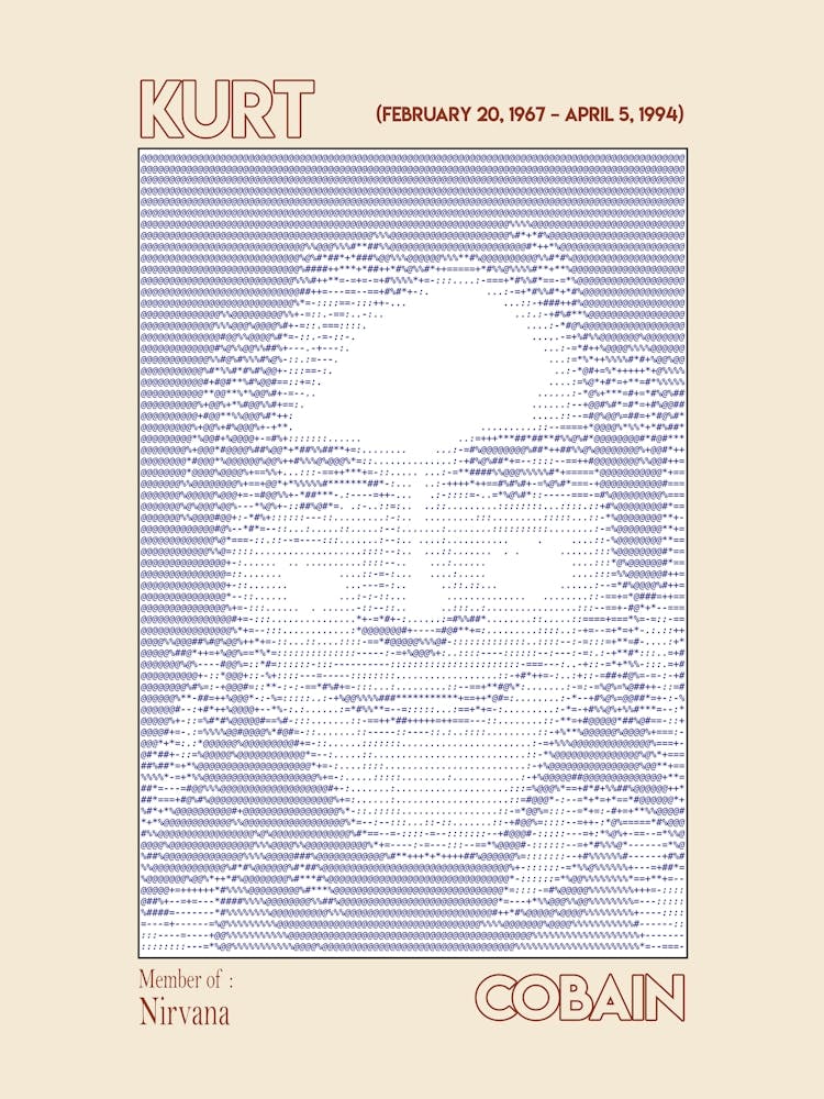 Famous People Kurt Cobain Member Of Nirvana (Ascii Art)