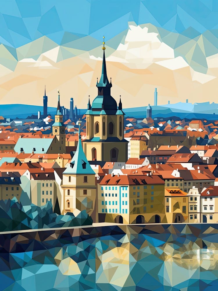 Prague, Czech Republic, Geometric Illustration 1