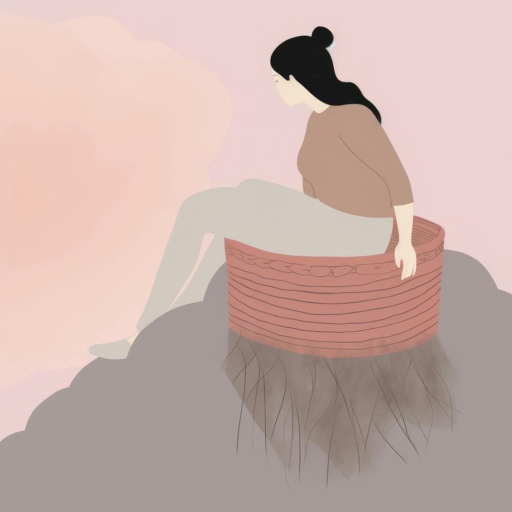 Femme Assise Sur Un Pot