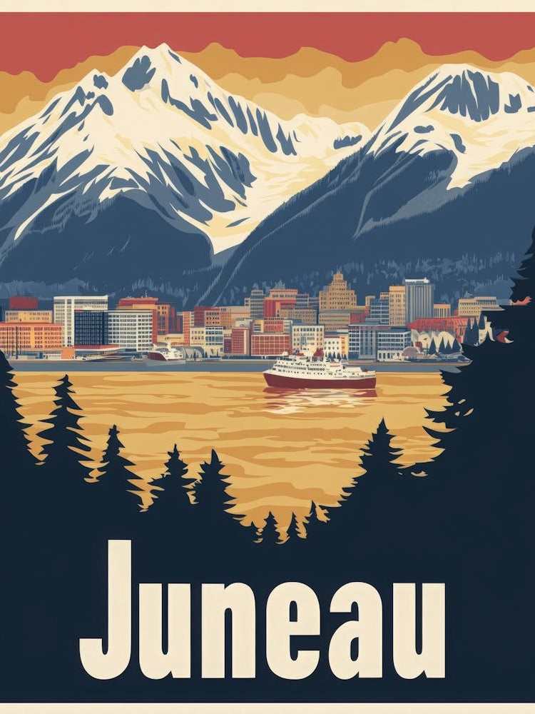 Aihrgdesign A Vintage Travel Poster Of Juneau Featuring The S Af42fa79 5074 45d1 9530 A39293415b33 3