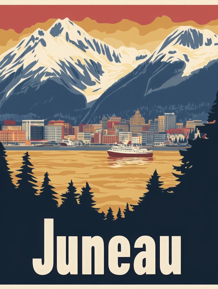 Aihrgdesign A Vintage Travel Poster Of Juneau Featuring The S Af42fa79 5074 45d1 9530 A39293415b33 3