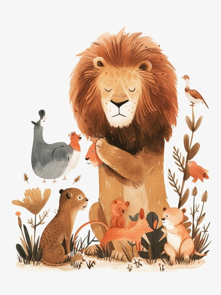 African Lion Interaction With Other Wildlife Clipart 1