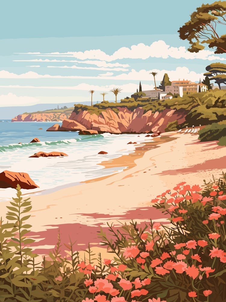 An Illustration In Pink Tones Of Palombaggia Beach Corsica 3