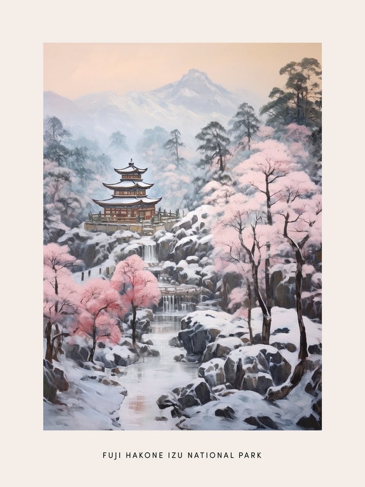 Dreamy Winter National Park Poster  Fuji Hakone Izu National Park Japan 2