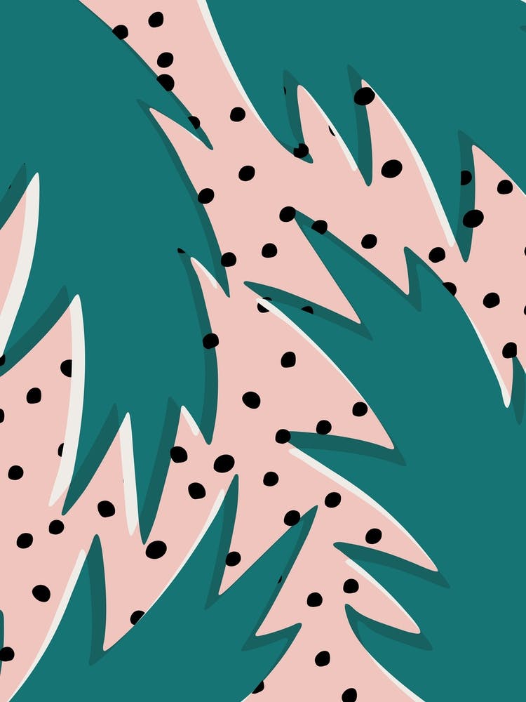 Tropical Leaves and Polka Dots Abstract