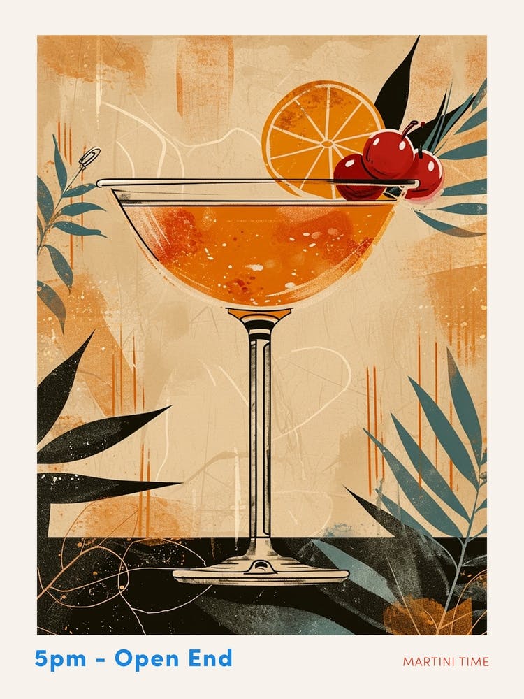 Art Deco Cocktail In Martini Glass 2 Poster