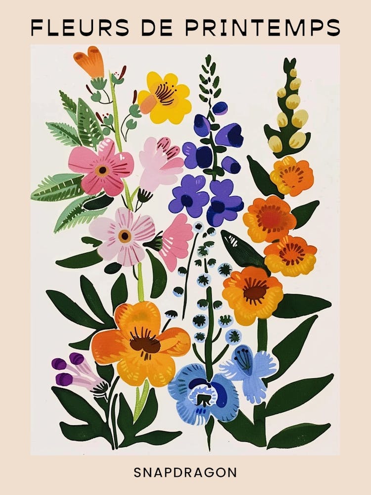 Spring Floral French Poster  Snapdragon 3