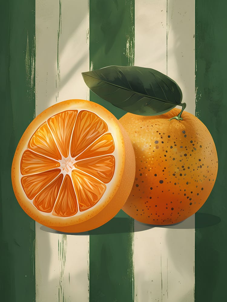 Orange Fruit Poster Retro Kitchen