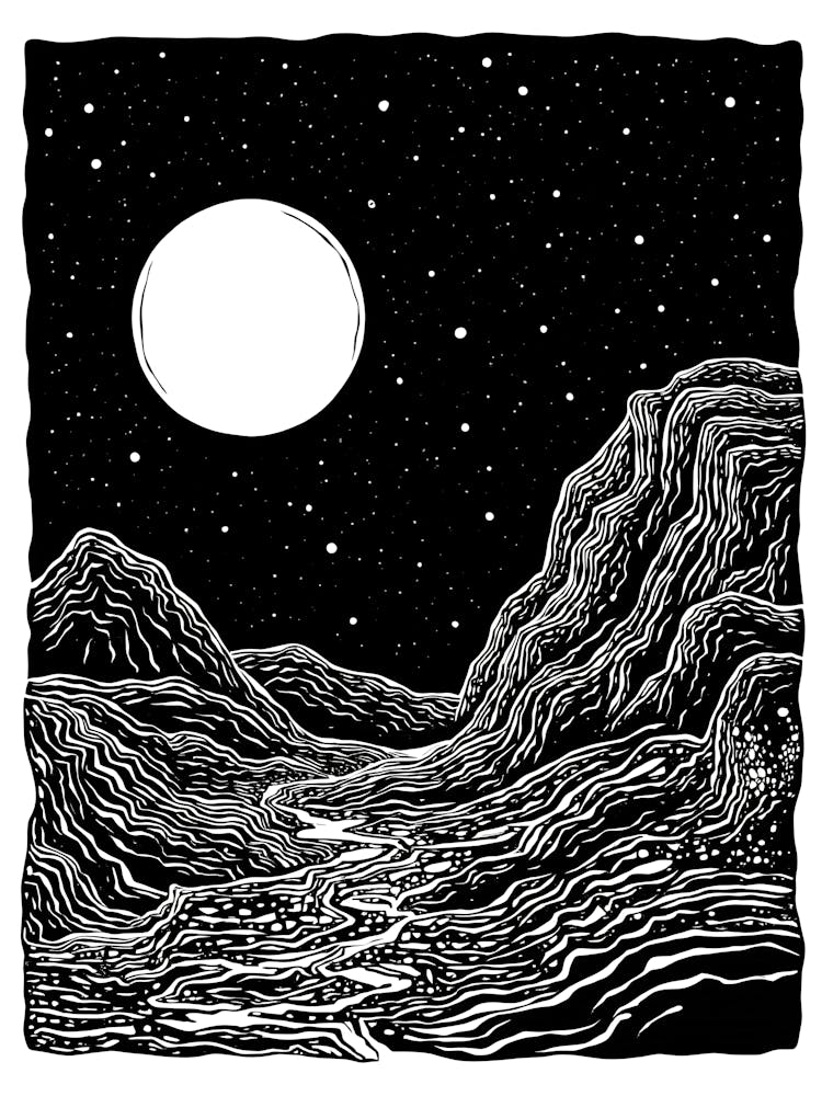 Moon And Stars In The Night Sky