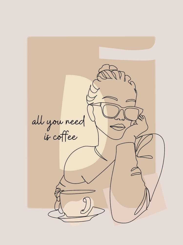 Coffee Wall Art – Minimal Line Art Poster for Kitchen and Café Decor