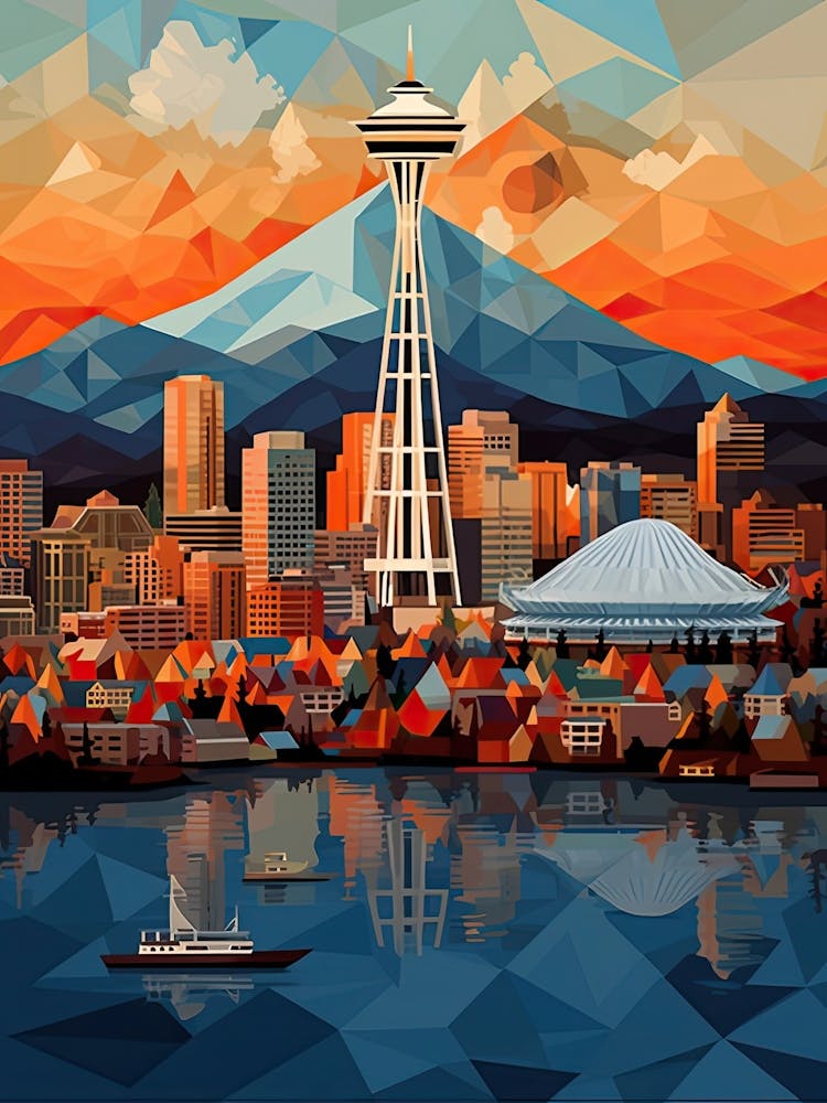 Vancouver, Canada, Geometric Illustration 1