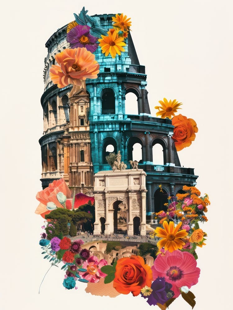 Rom Blumen Retro Collage Stil 4