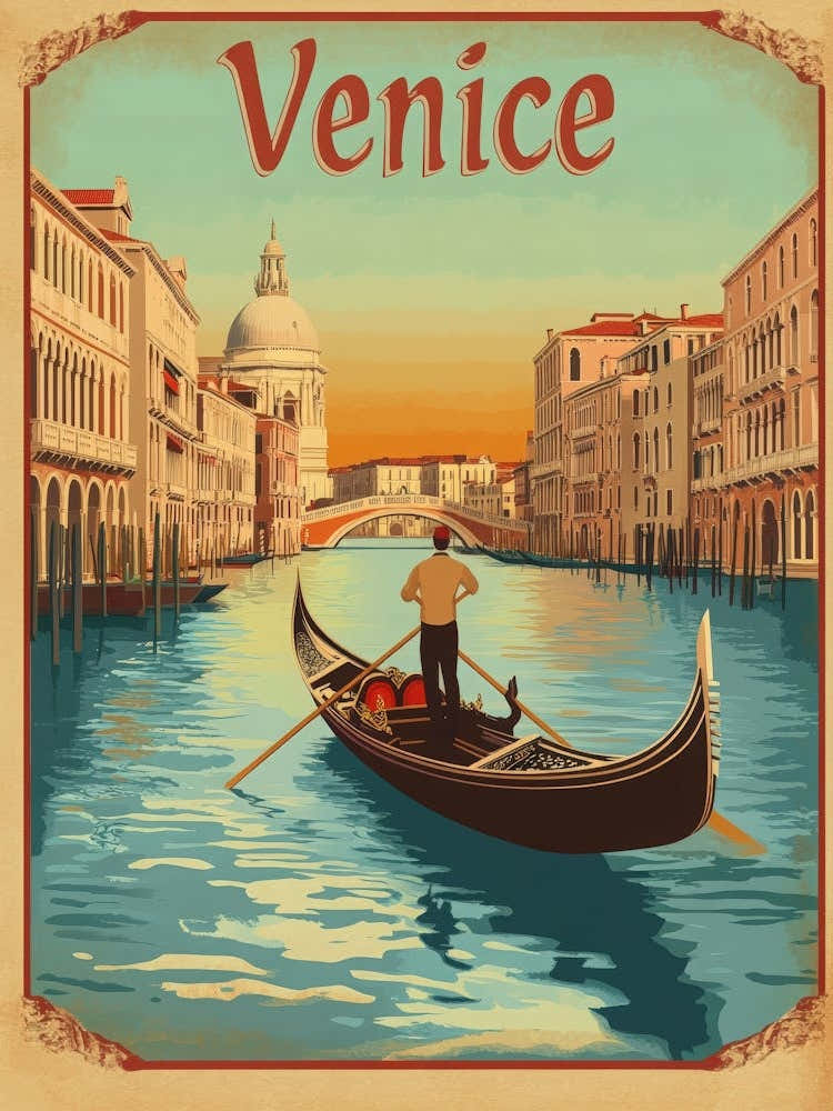 Aihrgdesign Ein Vintage-Reiseposter von Venedig 2