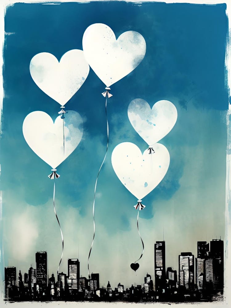 Heart Balloons In The Sky
