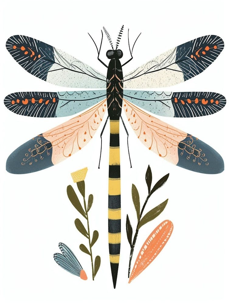 Illustration d'insecte coloré Damoiseille 5