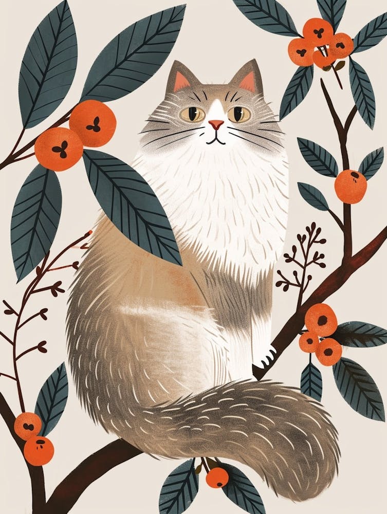 Norwegian Forest Cat Storybook Illustration 3