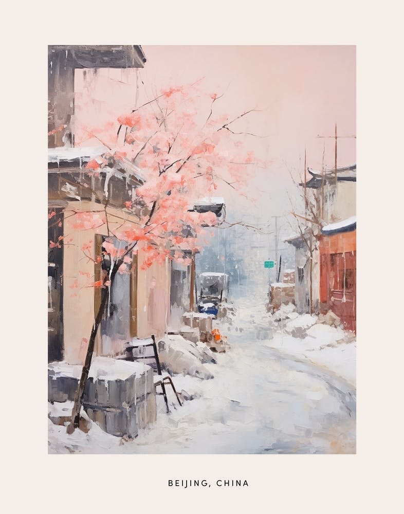 Dreamy Winter Painting Poster Beijing China 2