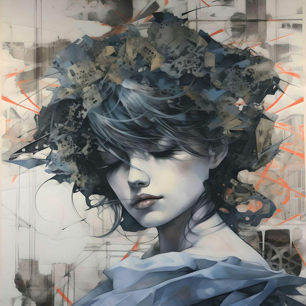 Ink Girl Distressed Portrait