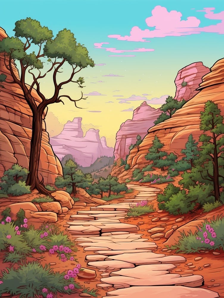 Zion Narrows Usa 1 Hike Illustration