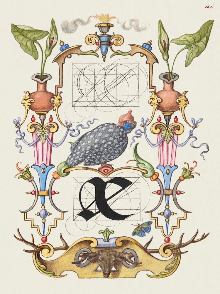 Guide For Constructing The Ligature Ae From Mira Calligraphiae Monumenta, Joris Hoefnagel