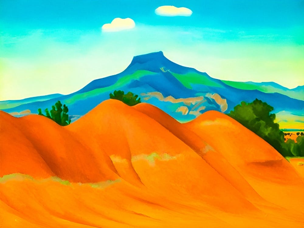 Georgia OKeeffe - Hollyhock Pink with Pedernal . 1937 1