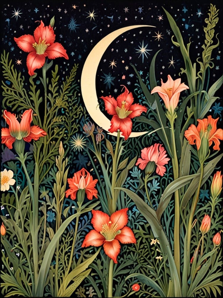 William Morris Moon And Flowers 40