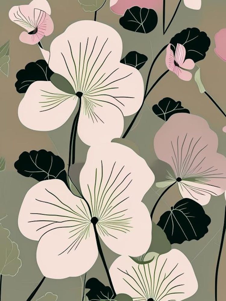 Sumpf-Rosen-Eibisch Wildblume Moderne gedämpfte Farben 2